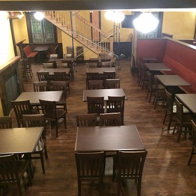 Laconia, NH Restaurant for sale: Old historic church renovated into a 250 seat restaurant, two full kitchens, large bar, outside patio, lower expansion opportunity.